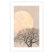 Poster Morning Full Moon - tree and yellow moon on fabric texture 123772 additionalThumb 19