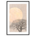 Poster Morning Full Moon - tree and yellow moon on fabric texture 123772 additionalThumb 15