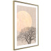 Poster Morning Full Moon - tree and yellow moon on fabric texture 123772 additionalThumb 6