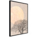 Poster Morning Full Moon - tree and yellow moon on fabric texture 123772 additionalThumb 10