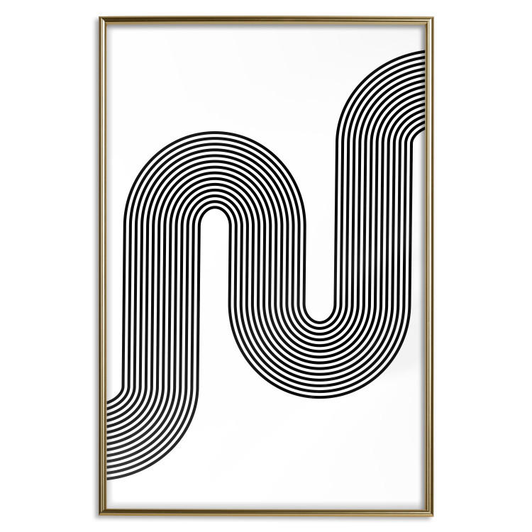 Poster Sonata - abstract black lines with an illusion creating waves on a white background 125672 additionalImage 20