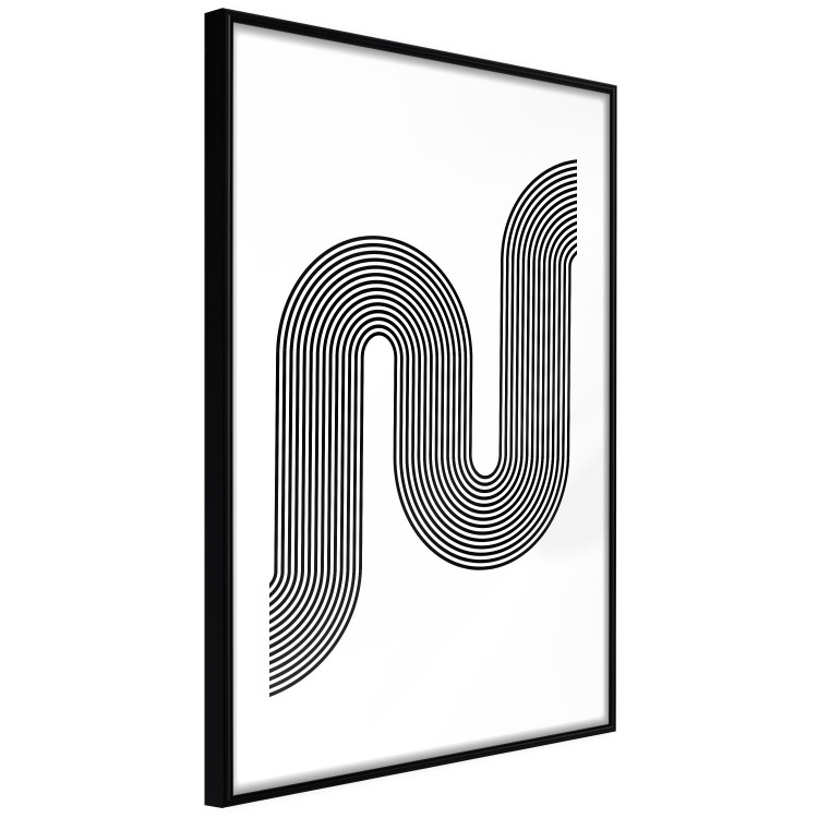 Poster Sonata - abstract black lines with an illusion creating waves on a white background 125672 additionalImage 13