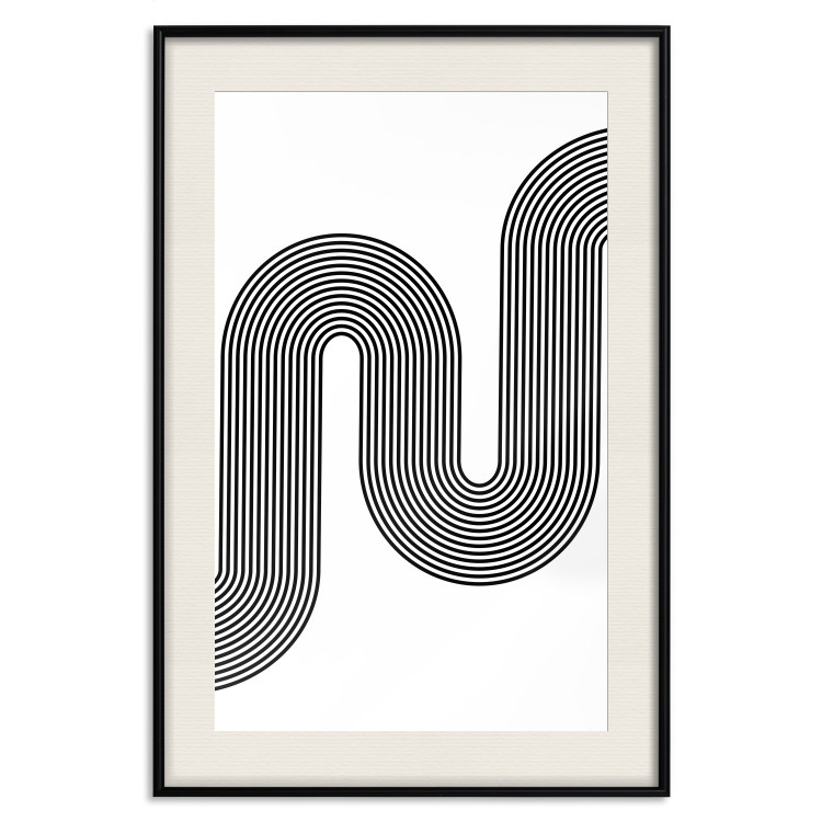 Poster Sonata - abstract black lines with an illusion creating waves on a white background 125672 additionalImage 18
