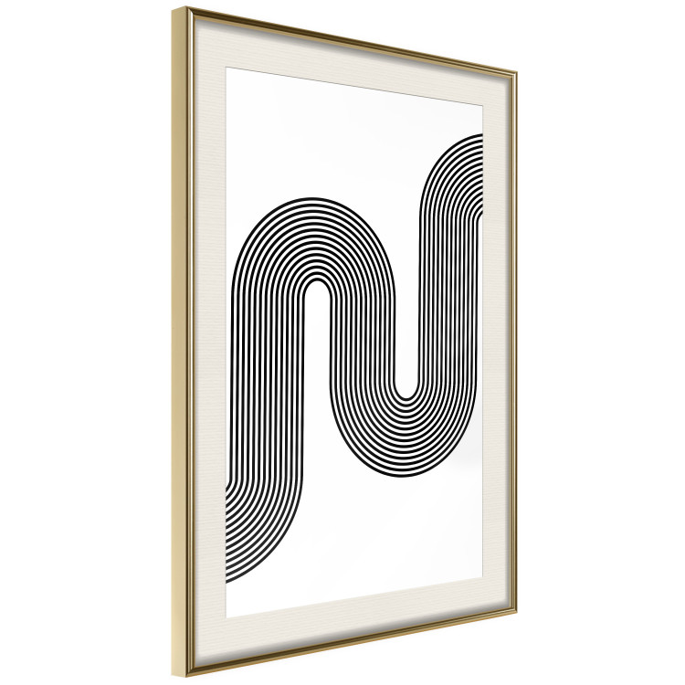 Poster Sonata - abstract black lines with an illusion creating waves on a white background 125672 additionalImage 2