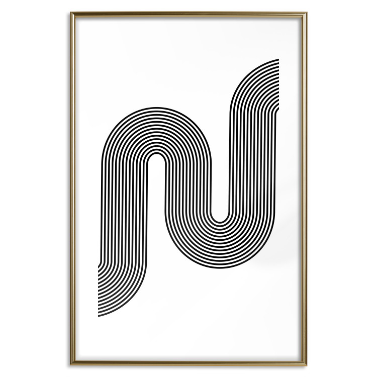 Poster Sonata - abstract black lines with an illusion creating waves on a white background 125672 additionalImage 16