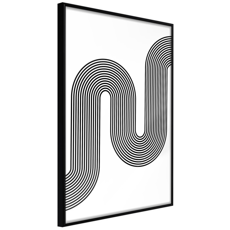 Poster Sonata - abstract black lines with an illusion creating waves on a white background 125672 additionalImage 10