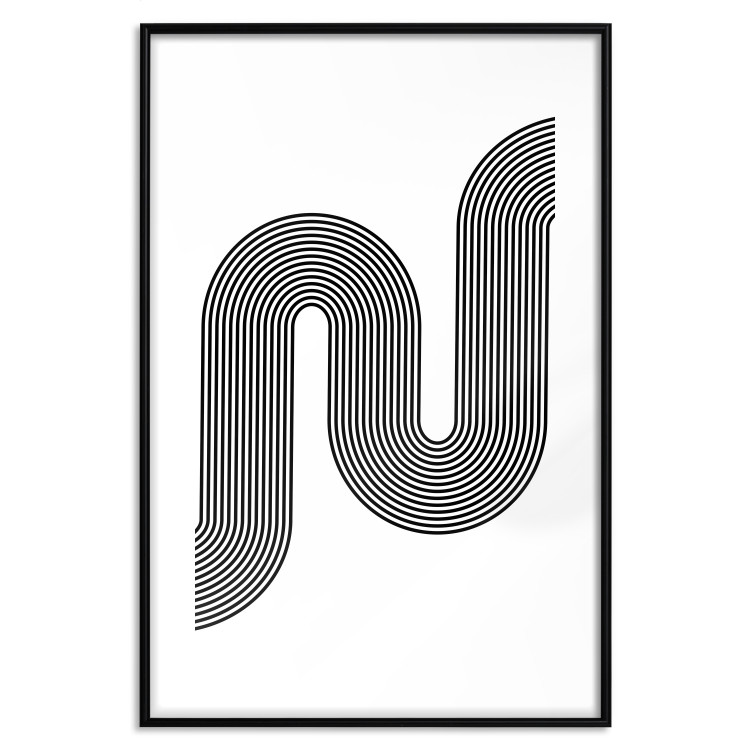 Poster Sonata - abstract black lines with an illusion creating waves on a white background 125672 additionalImage 17
