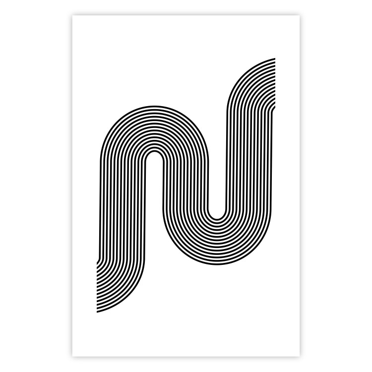 Poster Sonata - abstract black lines with an illusion creating waves on a white background 125672 additionalImage 19