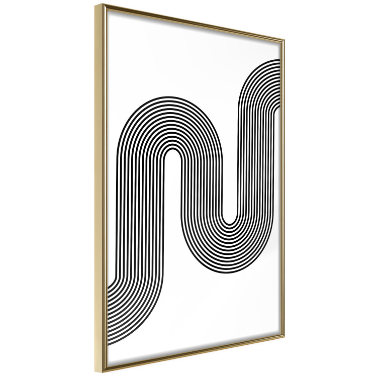 Poster Sonata - abstract black lines with an illusion creating waves on a white background 125672 additionalImage 12