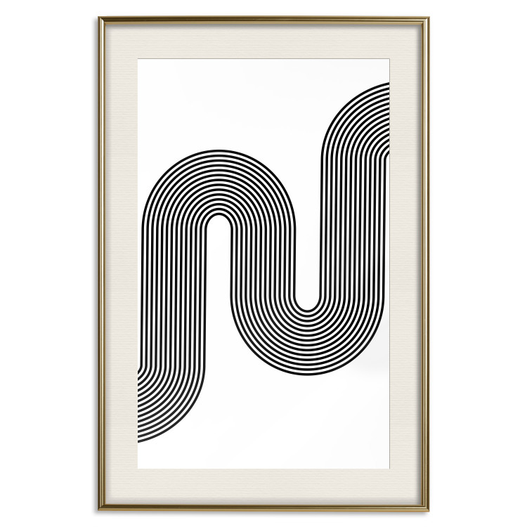 Poster Sonata - abstract black lines with an illusion creating waves on a white background 125672 additionalImage 19