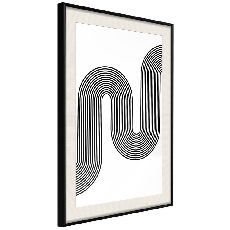 Poster Sonata - abstract black lines with an illusion creating waves on a white background 125672 additionalImage 3