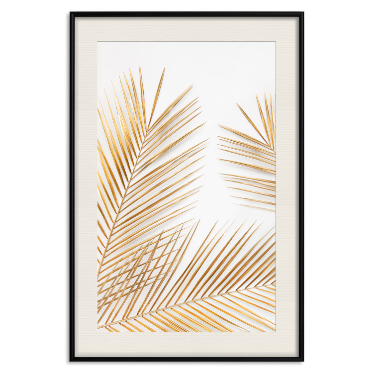 Wall Poster Golden Palms - tropical golden leaves on a contrasting white background 125872 additionalImage 18