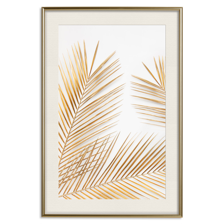 Wall Poster Golden Palms - tropical golden leaves on a contrasting white background 125872 additionalImage 19