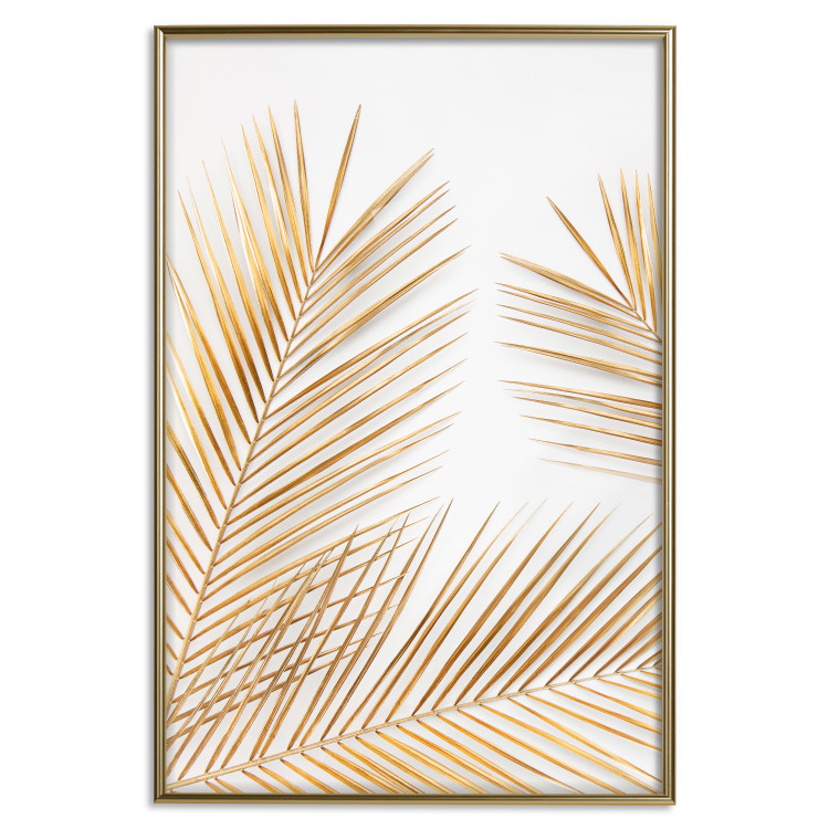 Wall Poster Golden Palms - tropical golden leaves on a contrasting white background 125872 additionalImage 20