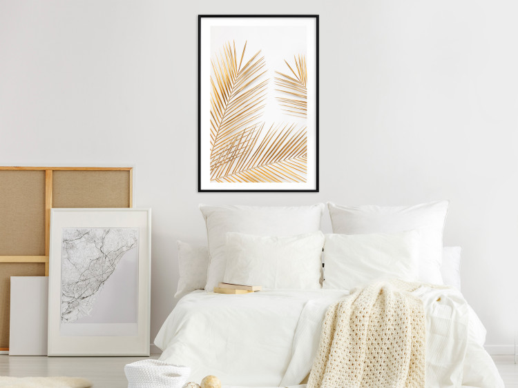 Wall Poster Golden Palms - tropical golden leaves on a contrasting white background 125872 additionalImage 4