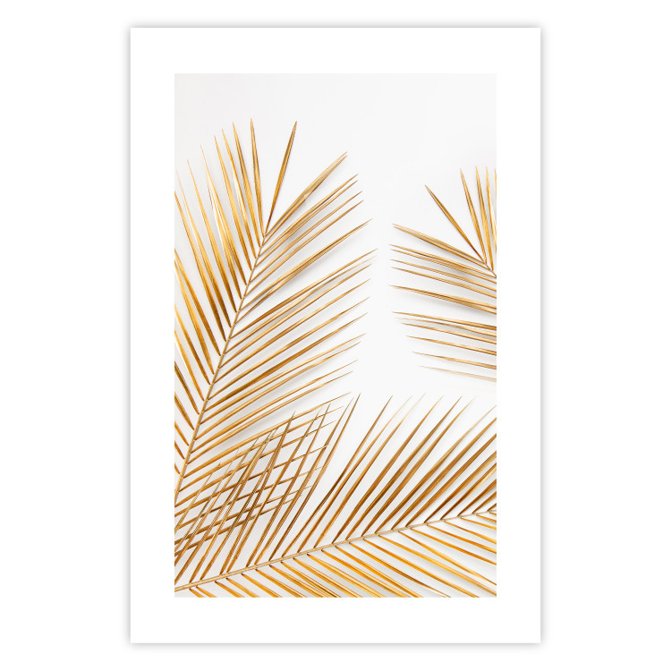 Wall Poster Golden Palms - tropical golden leaves on a contrasting white background 125872 additionalImage 25