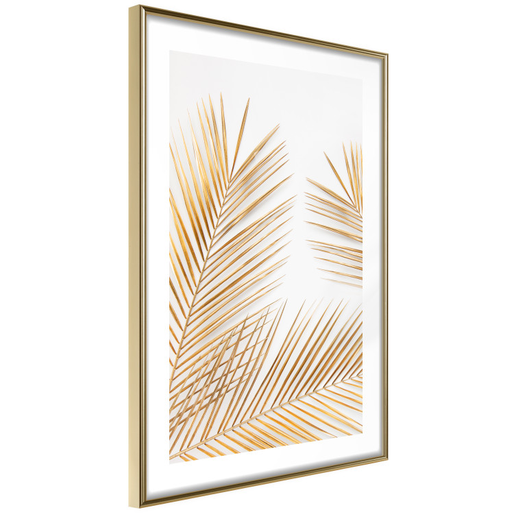 Wall Poster Golden Palms - tropical golden leaves on a contrasting white background 125872 additionalImage 8