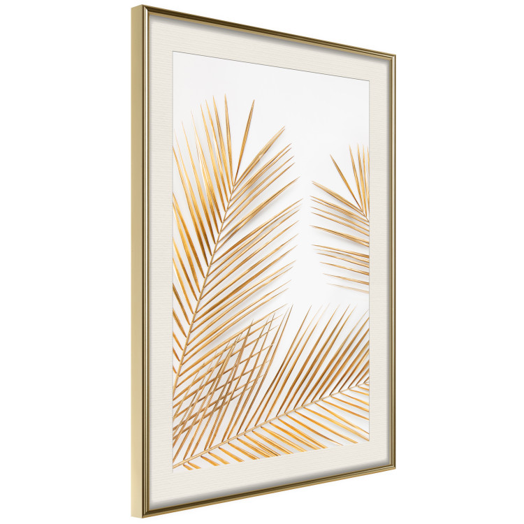 Wall Poster Golden Palms - tropical golden leaves on a contrasting white background 125872 additionalImage 2