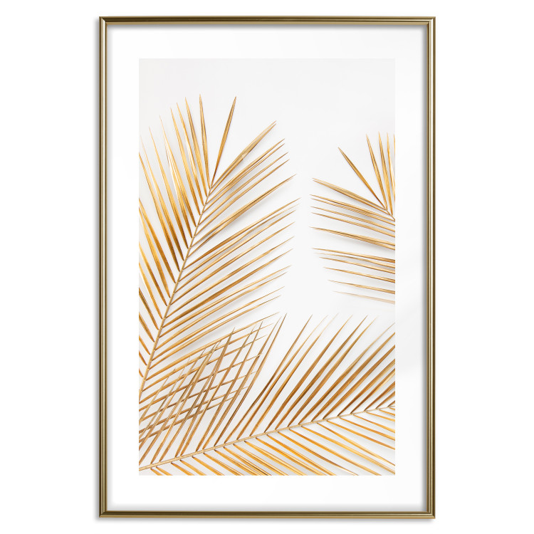 Wall Poster Golden Palms - tropical golden leaves on a contrasting white background 125872 additionalImage 16