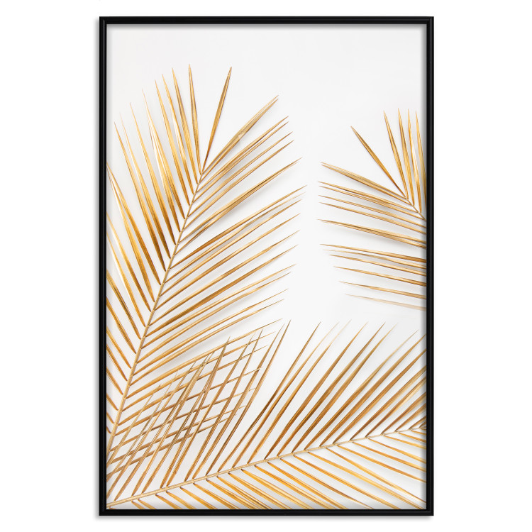 Wall Poster Golden Palms - tropical golden leaves on a contrasting white background 125872 additionalImage 24