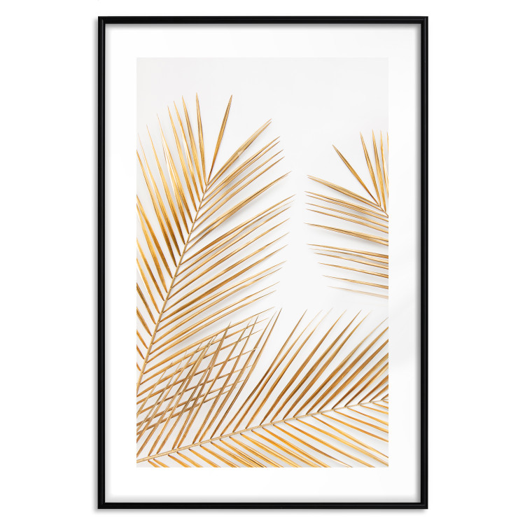 Wall Poster Golden Palms - tropical golden leaves on a contrasting white background 125872 additionalImage 15