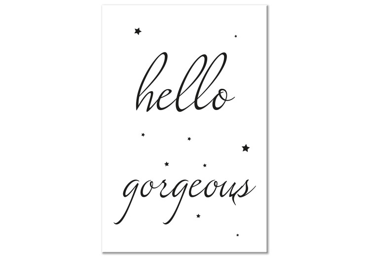 Canvas Print Hello Gorgeous (1-part) vertical - English inscription with stars 129572