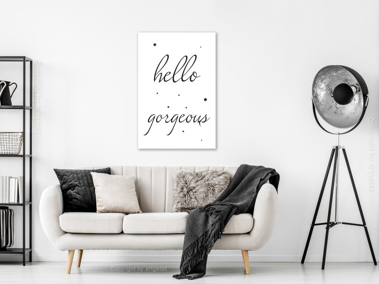 Canvas Print Hello Gorgeous (1-part) vertical - English inscription with stars 129572 additionalImage 3