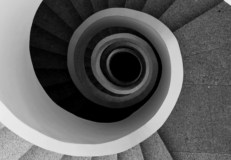 Wall Poster White Stairs - black and white architecture of a winding staircase 129772 additionalImage 12