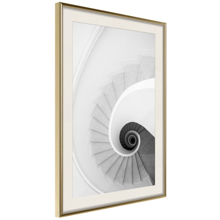 Wall Poster White Stairs - black and white architecture of a winding staircase 129772 additionalImage 3