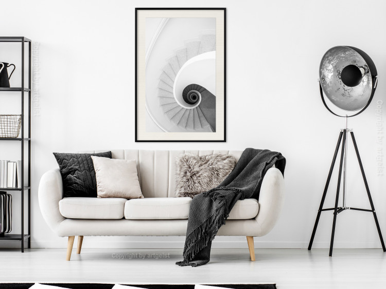 Wall Poster White Stairs - black and white architecture of a winding staircase 129772 additionalImage 24