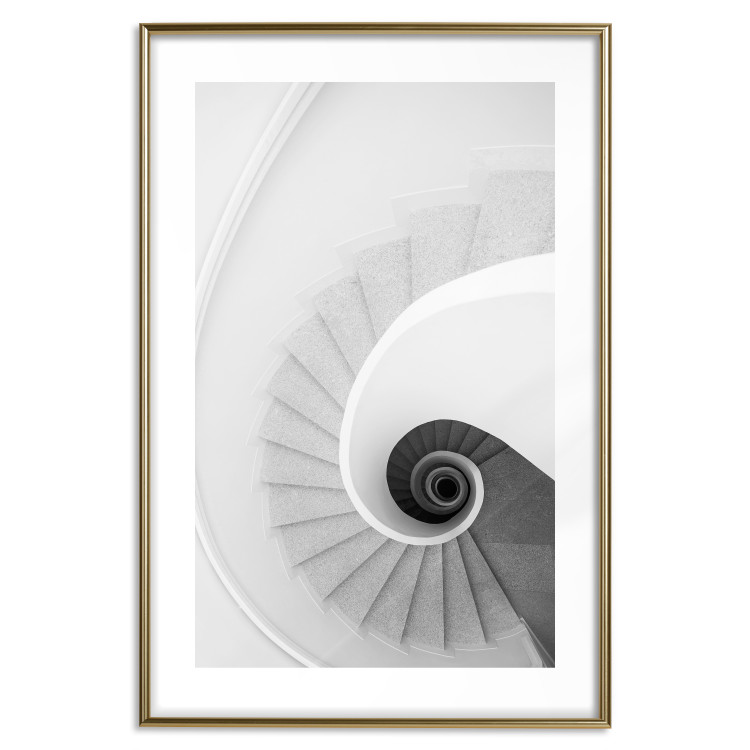Wall Poster White Stairs - black and white architecture of a winding staircase 129772 additionalImage 16