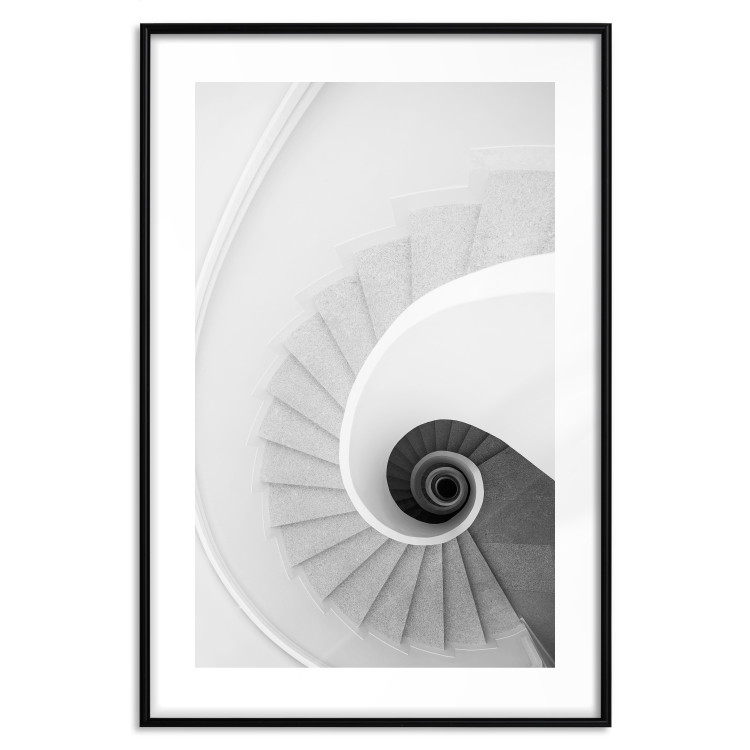 Wall Poster White Stairs - black and white architecture of a winding staircase 129772 additionalImage 15