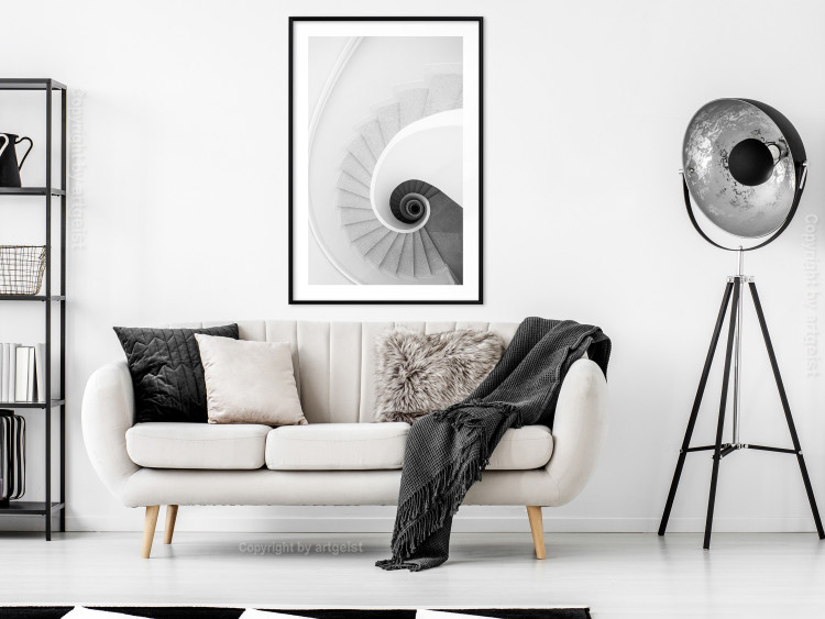 Wall Poster White Stairs - black and white architecture of a winding staircase 129772 additionalImage 23