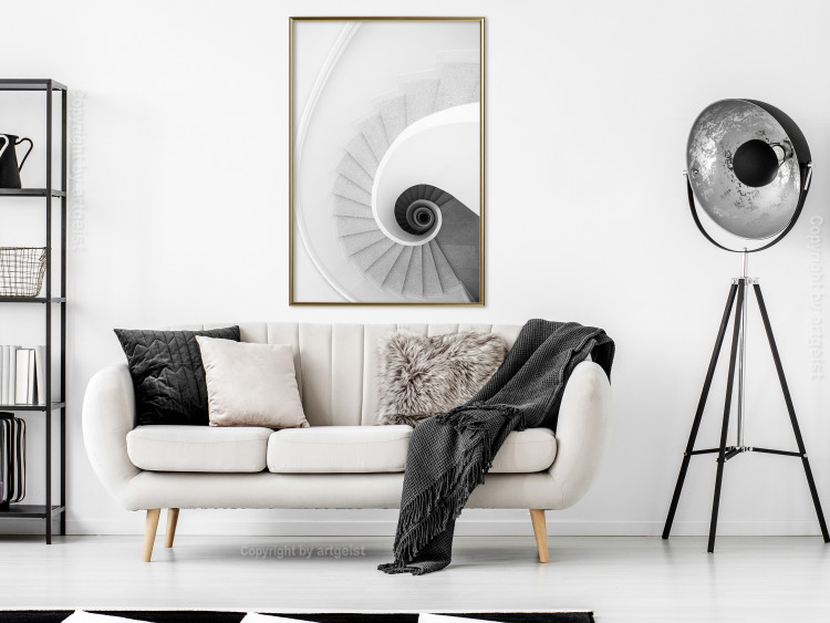 Wall Poster White Stairs - black and white architecture of a winding staircase 129772 additionalImage 5