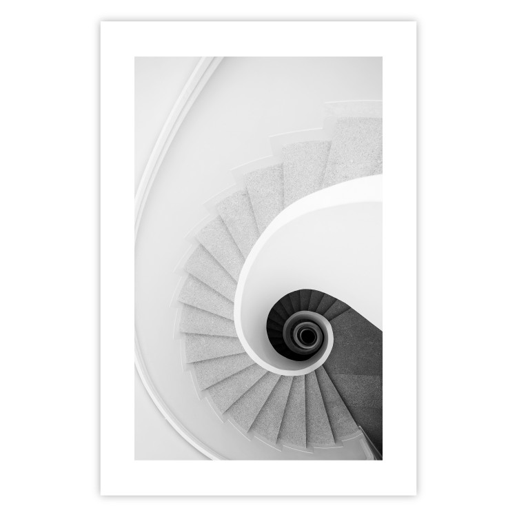 Wall Poster White Stairs - black and white architecture of a winding staircase 129772 additionalImage 25