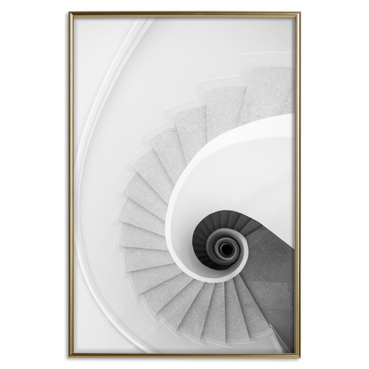 Wall Poster White Stairs - black and white architecture of a winding staircase 129772 additionalImage 21