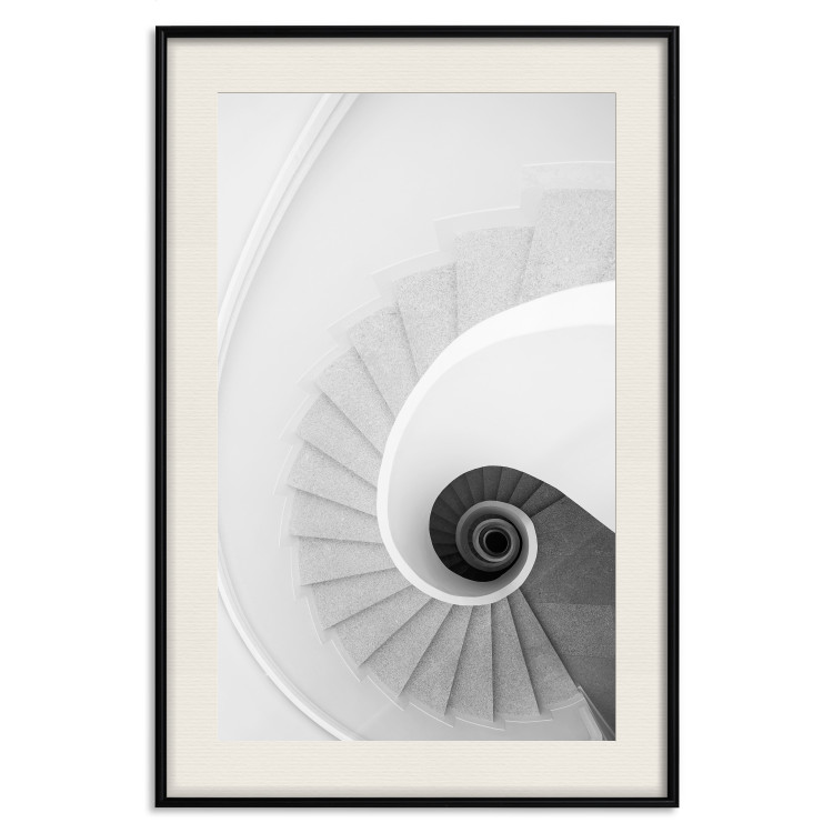 Wall Poster White Stairs - black and white architecture of a winding staircase 129772 additionalImage 19
