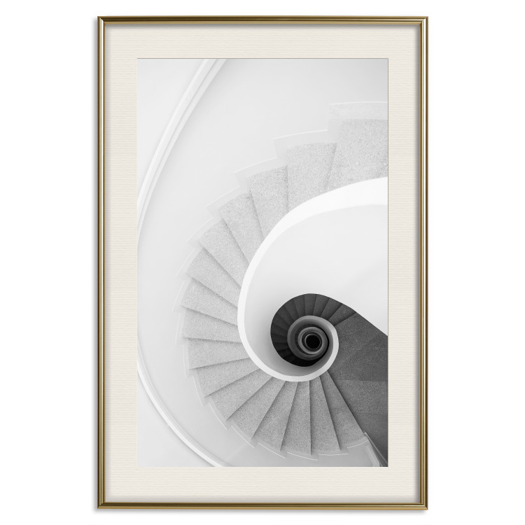 Wall Poster White Stairs - black and white architecture of a winding staircase 129772 additionalImage 20
