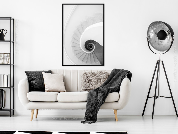 Wall Poster White Stairs - black and white architecture of a winding staircase 129772 additionalImage 6