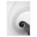 Wall Poster White Stairs - black and white architecture of a winding staircase 129772
