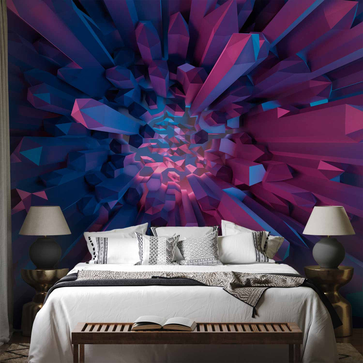 Photo Wallpaper Crystal - geometric fantasy with 3D elements in purple tones 129872 additionalImage 2