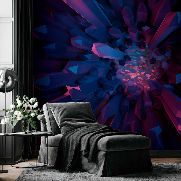 Photo Wallpaper Crystal - geometric fantasy with 3D elements in purple tones 129872