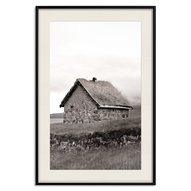 Wall Poster Fisherman's Hut - landscape of a field and a stone house against a clear sky 130272 additionalImage 19