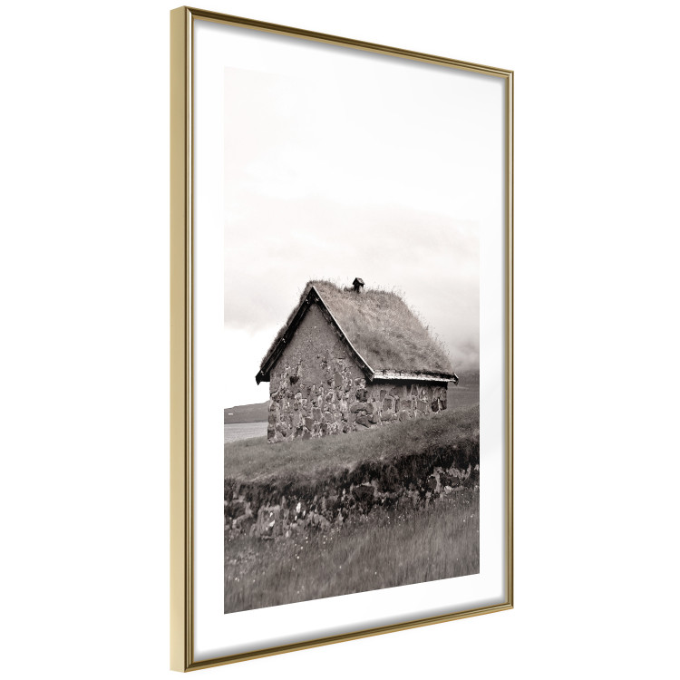 Wall Poster Fisherman's Hut - landscape of a field and a stone house against a clear sky 130272 additionalImage 9