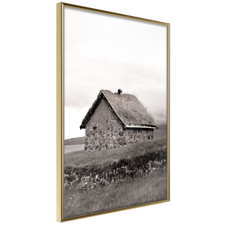 Wall Poster Fisherman's Hut - landscape of a field and a stone house against a clear sky 130272 additionalImage 10
