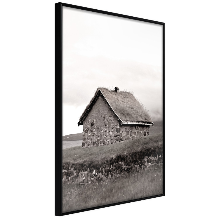 Wall Poster Fisherman's Hut - landscape of a field and a stone house against a clear sky 130272 additionalImage 11