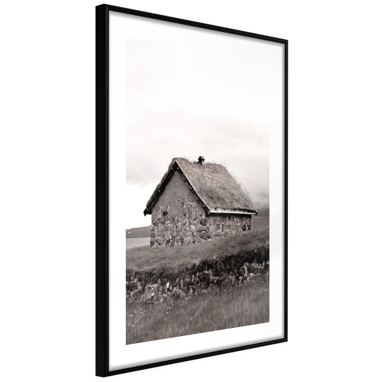 Wall Poster Fisherman's Hut - landscape of a field and a stone house against a clear sky 130272 additionalImage 14