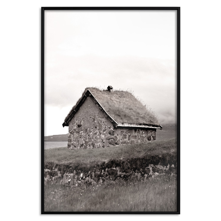 Wall Poster Fisherman's Hut - landscape of a field and a stone house against a clear sky 130272 additionalImage 16