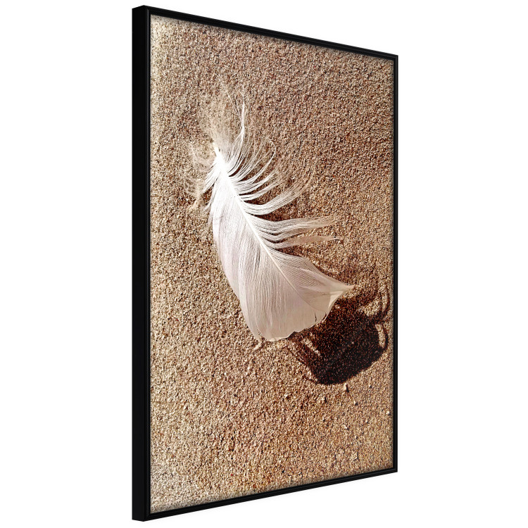 Poster Feather on the Sand - seascape of a beach with a white feather in bright light 130372 additionalImage 13