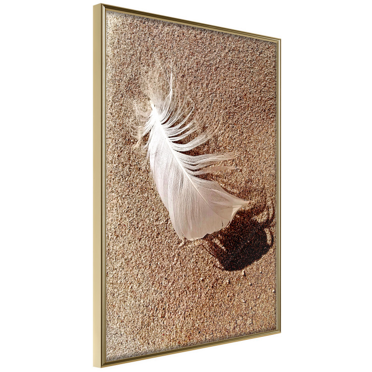 Poster Feather on the Sand - seascape of a beach with a white feather in bright light 130372 additionalImage 12